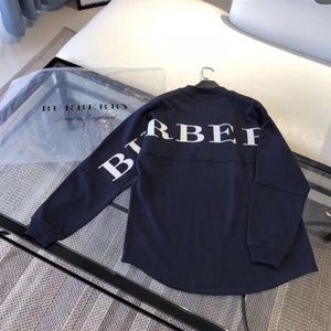 Auth Burberry Blue Logo Oversized Sweatshirt RARE